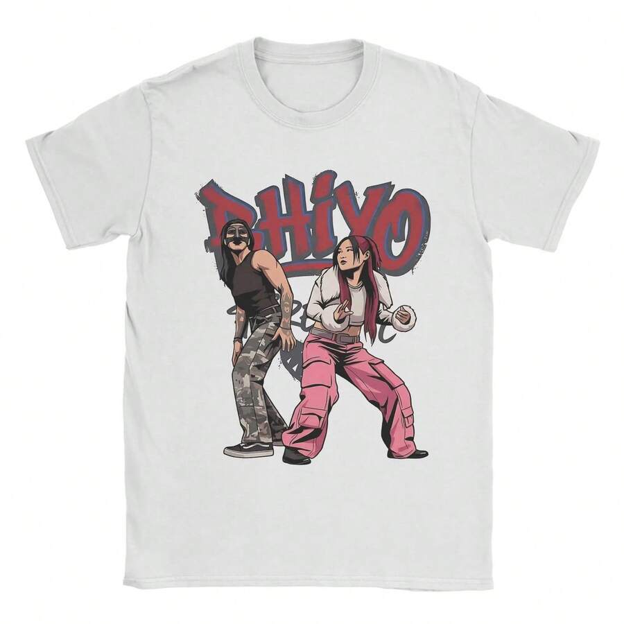 Camiseta vintage Rhiyo WoM1ens Wrestling Fan Inspired TShirt M1en Round Neck Cotton T Shirts Short Sve T1EEs Printed Clothing 220G puro algodón manga corta para hombre y mujer, tejido grueso, resistente a las arrugas y que no se deforma fácilmente. Estilo sencillo y versátil, ligero y transpirable, perfecto para ir al trabajo, viajar, acampar, ir de compras y el tiempo libre diario. - Blanco - Ver 1