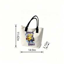 Miniso Bolsa de lona con diseño de Minions "Muéstrame esa sonrisa", bolso de hombro blanco para uso diario - Blanco - Ver 6