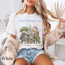 Vintage Walt Disney World T-Shirt With The Motif "The Happiest Place On Earth", Disney World 2026, Toy Story Design, Perfect Disney Family Trip Shirts 2026. - 白色 - 查看 5