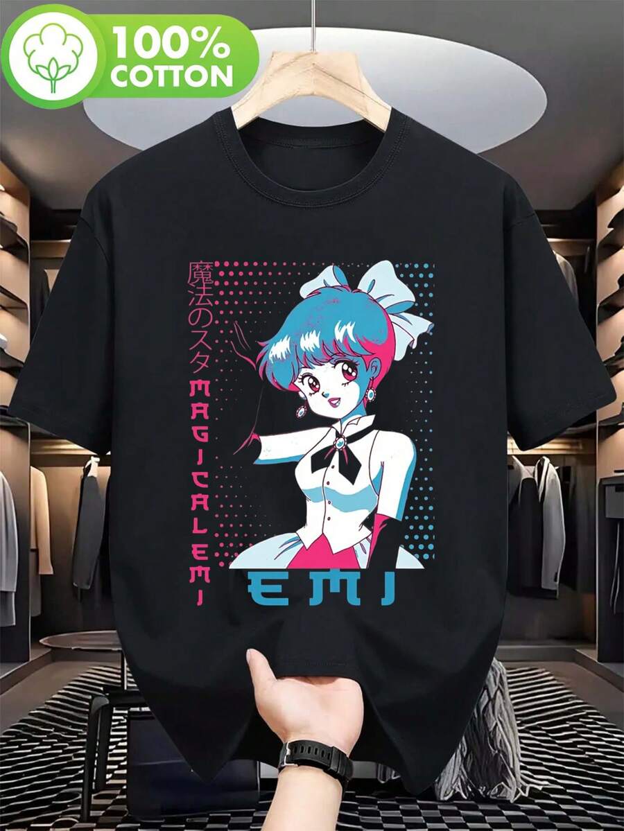 Camiseta unisex, nuevaModelopara2026NuevoModelopara2026'Y'NegroMágicoEmiAnimeCamiseta-JaponésPopArteNeónEmiMagicaGráficoTee,RegularAjusteRedondoCuelloInformalCamisaparaVerano,YAl aire libreRopaPE0048-MáquinaLavableUnisexoTop,ropademujer,blusasparamujer,topsdemujer,playerasdemujer,DailycasualConjunto, RegularAjuste, DiarioCoincidencia, GráficoEstampado, Deportivocasual - Negro - Ver 1