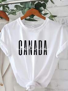 Diseño Sencillo[Circulo][Camiseta de Manga Corta con Cuello Redondo]Victoria Day, Queen Victoria, Canadá - Camiseta de Manga Corta con Cuello Redondo para Mujer con Estampado Artístico - Top Casual Elegante, Lavable a Máquina, Cómoda para Todas las Temporadas, Estilo Moderno, Tela Duradera, Ropa Cómoda, Material Suave, Camiseta Estampada, Para Quienes Buscan Comodidad, Estilo y Practicidad en el Verano. - Blanco - Ver 1