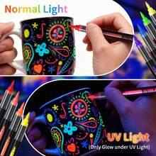 Self-Luminous Highlighter Pens, Waterproof Glow-In-The-Dark Markers For DIY Night Drawing, UV Fluorescent Acrylic Paint Marker Set, Quick-Drying And Smudge-Proof, Neon Color Painting For Parties, Festivals And Events - Sets - View 11