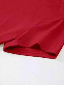 Camiseta ajustada de cuello redondo en color café talla grande para mujer - Rojo - Ver 5