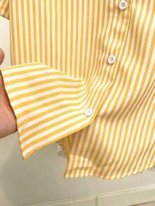de mujer con estampado de rayas todo sobre, de un solo pecho, casual y versátil para uso diario - Multicolor 3 - Ver 6