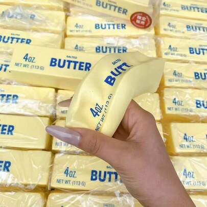 Butter-Shaped Slow Rebound Squeeze Toy, Super Soft Cream-Like Texture, Stress Relief, Realistic Salted Butter Design, Sensory Relaxation, ASMR-Friendly Slow Rebound Squeeze, Suitable For Office Desk Relaxation, Portable And Lightweight Anxiety Relief Tool, Cute Desk Decor For Stress Management