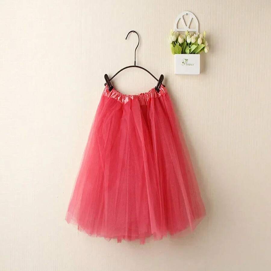 Women's Vintage Summer Tulle Skirt, Elegant Adult Ballet Dancewear, Party Costume, Dance Dress, Mini Skirt - 西瓜紅 - 查看 1