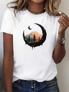 Camiseta de manga corta para mujer con estampado de la selva de RadarMoon, camiseta con gráficos bonitos, estilo casual de verano, ideal para la playa, viajes de cabina, regalo, 180G - Estilo vintage urbano, unisex, holgada, de algodón, manga corta, cuello redondo. - Blanco - Ver 6
