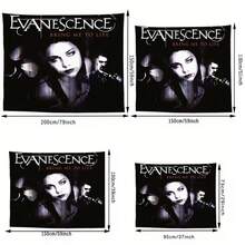 Rock Band Style Black Wall Tapestry, Polyester Wall Hanging For Bedroom Living Room Dorm Decor - B - View 6