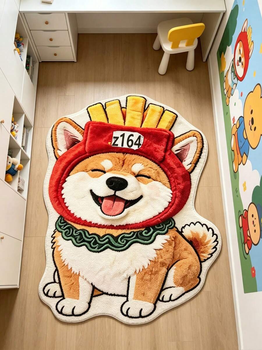1件装拖拉机造型毛绒地毯，可爱俏皮的装饰地毯，独特新颖的设计地毯，卡通图案，适合卧室装饰、小型地毯、家居装饰、客厅地毯、小型客厅地毯、卧室地毯、客厅家居装饰、户外地毯，可水洗地毯