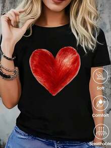 Camiseta de cuello redondo y mangas cortas de ropa fashion, fabricada en México, para la temporada primavera-verano 2025. Con estampado de dibujos animados, es un modelo de pareja, apta para usar tanto por dentro como por fuera, ideal para oficina y estilo casual, diseñada para hombres y mujeres, en unidad individual. - Negro - Ver 1