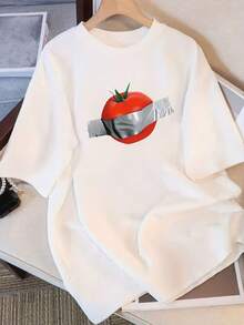 Round Neck Top. Women's Pure Cotton Short-Sleeved T-Shirt With Unique Design And Print, New Summer Style, Loose Fit, Armhole Sleeve, Slimming Top For Students, Comfortable And Loose Fit For Ladies. - 白色 - 查看 8