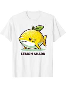 Lemon Shark Funny Animal Made Of Fruit T-Shirt Women Men Tee Top - White - View 1