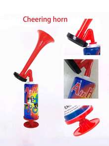 1/2pcs World Cup Football Stadium Cheering Horn, Manual Air Inflatable Horn Prop For Sports Events, Cheerleading Toy, Cheering Horn Prop - Multicolor - View 1