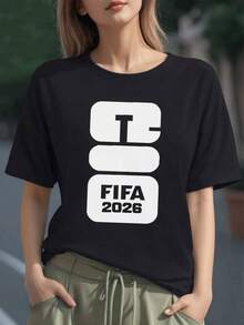 Abstract Symbol Representing Global Unity Through Sport, With The Energy Of Football And The Connection Between World Cultures. Women's T-Shirt, 100% Cotton, Comfortable And Modern - 黑色 - 查看 6