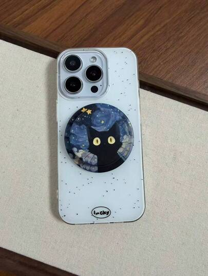 黑猫磁性手机支架，慵懒桌面支架，小众设计手机支架