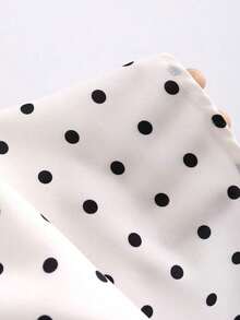 Vestido mini para mujer de alta gama, de estilo retroamericano, con estampado floral, espalda descubierta, corte slim, plisado, cuello asimétrico sin mangas y lunares - Blanco y Negro - Ver 6
