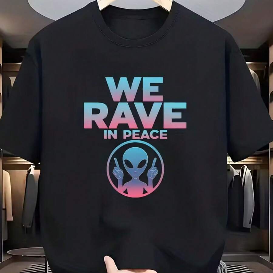Printed T-Shirt For Men And Women - 黑色 - 查看 1