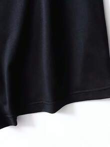 Women's T-Shirt With Letter Print And Lunar Phase Design, Casual Black Short-Sleeved Top With Round Neck, Breathable Medium-Stretch Fabric, Machine Washable For Spring And Summer, Comfortable Summer Wear. Elegant Party Outfit, T-Shirt For Elegant Ladies, Blouses Suitable For Curvy Women, Prom Skirts, Casual Wear - 黑色 - 查看 5