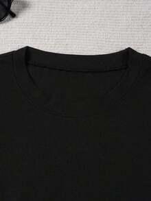 Women's Summer Clothes, Graphic T-Shirts, Women's Short Sleeve Crew Neck Cotton T-Shirt With Print, Local Warehouse Delivery, Women's Clothing T-Shirts, Printed T-Shirts, Valentine's Day Gift, Fun Fashion Sets, Fashion Promotion, Plus Size Vintage 100% Cotton T-Shirt With Fun Print For Vacation - 黑色 - 查看 5