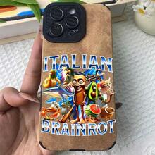 Cartoon Italian Animal Design Phone Case. Full Coverage, Snug-Fitting Suede Material, Lens Protection, And Invisible Drop Protection. Drop-Proof TPU Case Compatible With IPhone 16, 15, 14, 13, 12, 11 Pro, Pro Max Plus, And 16e. Perfect Gift For Friends, Loved Ones, Or Yourself. - 棕色 - 查看 1