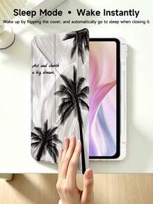 植物羽毛紋理效果黑色棕櫚樹圖案保護殼，相容 iPad Air 8(M4)2026(11吋)、Air 4/5 10.9吋、7/8/9代 10.2吋，內建筆槽，相容 Tab S6 10.4吋、Kindle 11代(2022/2024)、Kindle Clara 2E、Clara Colour、Clara BW(6吋)及 Libra Colour(7吋)，可愛少女風時尚設計，平板桌面裝飾，生日與節日禮物 - 彩色 - 查看 5