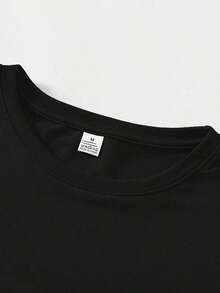 Disney "Zootopia Nick Lazy Style With Guy Lettering Unique Print" Men's T-Shirt, Fashionable Design, Simple And Versatile. Round-Neck Men's T-Shirt Made Of Twill Fabric With Binding, Summer Casual Men's Top. - màu đen - Xem 3