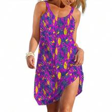 Vestido acampanado para mujer, ropa informal con gráfico de fósiles de peces creativos, ropa holgada para uso diario, ropa de calle, vestidos suaves para mujer - Rosa - Ver 4