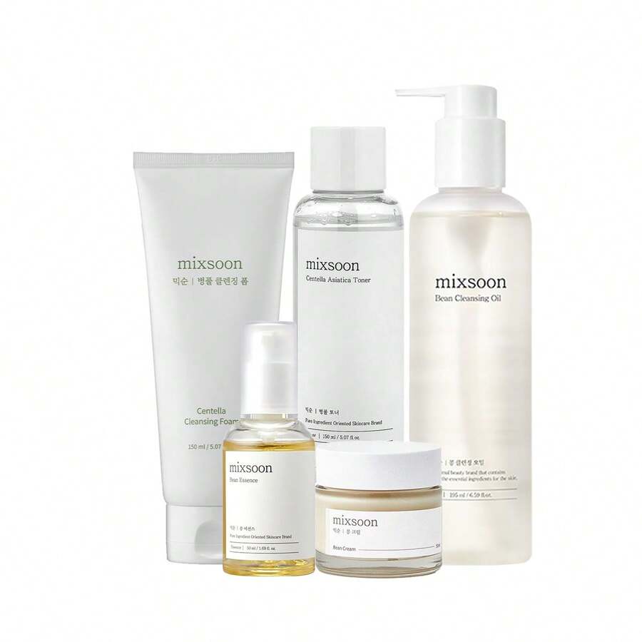 [Mixsoon Official Shop] Glass Skin Essential Skincare Routine Set - Vegan Pomegranate Cleanser, Foam, Moisturizer For Tired & Dehydrated Skin, Deep Glow & Smooth Care - 豆 - 查看 1