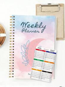 52-Week Daily Weekly Planner Notebook, A5 Minimalist Weekly Planning Journal For Productivity And Daily Organization, Back To School Office Supplies - Pink - View 8
