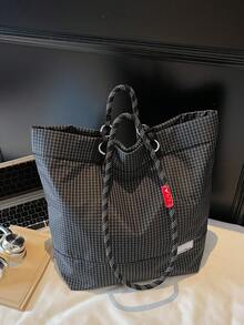 Tas Tangan Kotak-kotak Blok Warna Sederhana dan Modis, Tas Bahu Multifungsi Kapasitas Besar dengan Banyak Kantong yang Dapat Dipersonalisasi, Tas Tote Wanita Klasik Retro Populer dengan Estetika Tinggi, Cocok untuk Perjalanan Sehari-hari, Belanja, dll. - MultiWarna - View 9