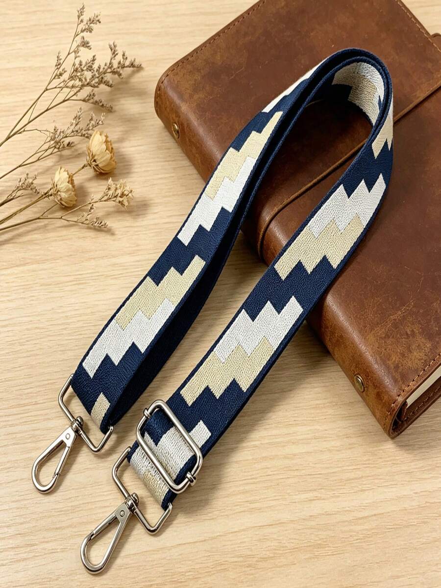 1 chiếc dây đeo thay thế dày dặn, có thể điều chỉnh, chất liệu jacquard, phù hợp cho túi xách tay, túi đeo vai, túi đeo chéo. - Xanh đậm - Xem 1