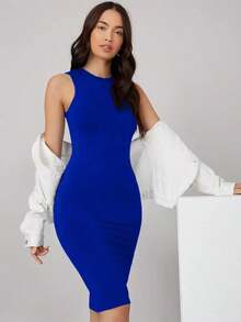 BASICS Vestido ajustado sólido - azul real - Ver 6