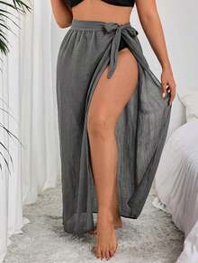Cubrecuerpo informal con moño en talla grande para mujer, para verano y vacaciones en la playa - Multicolor - Ver 3