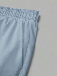 Conjunto de uniforme de enfermera de 2 piezas con parte superior con estampado de gráfico de gato lindo y pantalón recto de pierna recta, de color azul grisáceo, con cuello en V, manga corta, bolsillo y diseño de oreja colgante, para primavera/ve - Multicolor - Ver 3