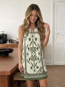 Vestido de verano casual con estampado tropical para vacaciones de mujer - Multicolor 2 - Ver 6
