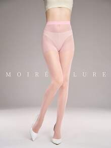 MOIRÉALLURE 1Pair Sheer Solid Color Suitable For Daily Life Basic Tights - Baby Pink - View 4