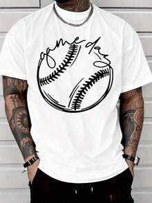 Men's Casual Baseball Shirt With Graphic Design And "Game Day" Slogan, Modern And Comfortable Style For Everyday Wear, Ideal For Gifting. Women's T-Shirts, Men's T-Shirts, Shirts > Elegant. Bohemian Style. Soft, Breathable, And Comfortable Blouses For Women, Ideal For Spring, Summer, And Fall, Perfect For Vacations, Travel, Everyday Wear, And Watching Games. - 白色的 - 查看 7