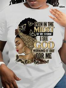Camiseta Casual para Mujer con Estampado de Mariposas y Frases Inspiradoras - Negra con Letras Doradas, Manga Corta, Corte Holgado, Lavable a Máquina, Top de Primavera/Verano, Camiseta Moderna con Letras |   Camiseta de mujer cómoda y bien ajustada - Blanco - Ver 1