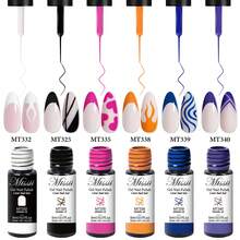 Mtssii 6件組 5ml 浸泡式 UV/LED 凝膠美甲線條筆套組，內建細刷頭，適用法式美甲、漩渦、抽象線條彩繪、塗鴉與美甲 DIY 設計，適合初學者與沙龍使用 - 彩色 - 查看 13