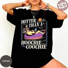 Women's 90s Country Music Vintage 100% Cotton T-Shirt Hotter Than A Graphic Design  Summer Vacation Streetwear Tops - 黑色 - 查看 5