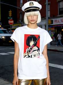 Camiseta de manga corta con cuello redondo suave y casual de verano para mujer, tops para salir, algodón, vintage, estilo callejero europeo y americano, casual deportivo, estilo unisex, estilo casual urbano, tops bonitos, Gen Z, curvas, ropa Y2K, camisetas divertidas, tops para damas, conjuntos de vacaciones para mujer, top lindo, camiseta gráfica, conjuntos de primavera, camisetas holgadas, ropa de calle retro, estilo de los 90, estilo de los 2000, subcultura, top negro, tops blancos, atuendo de fiesta de los 90. Blanco - Blanco - Ver 1