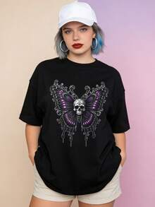 Camiseta de manga corta con cuello redondo suave y casual de verano para mujer, tops para salir, algodón, vintage, estilo callejero europeo y americano, casual deportivo, estilo unisex, estilo casual urbano, tops bonitos, Gen Z, curvy, ropa Y2K, camisetas divertidas, tops para damas, conjuntos de vacaciones para mujer, top lindo, camiseta gráfica, conjuntos de primavera, camisetas holgadas, ropa de calle retro, estilo de los 90, estilo de los 2000, subcultura, top negro, tops blancos, atuendo de fiesta de los 90. Negro - Negro - Ver 4