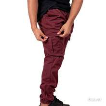 Men's Casual Military Tactical Pants - Multiple Pockets For Work And Sport - 酒紅色 - 查看 5