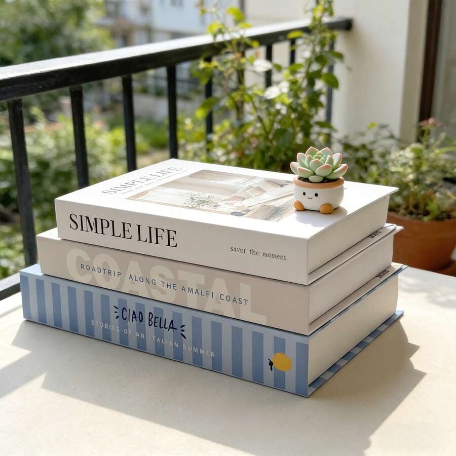 Set de 3 libros decorativos, libros decorativos de papel, libros de mesa de café para decoración de sobremesa o estantería, libros falsos para decoración del hogar, decoración del hogar de moda