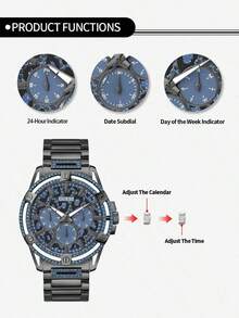 Guess Men's Quartz Watch - Round Dial, Suitable For Everyday Wear In A Variety Of Settings. Comes With Original Watch Box GW - Blue - View 7
