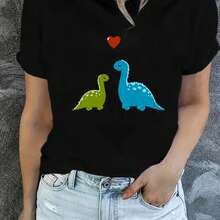 Camiseta para Mujer con Estampado de Diente y Pasta Dental, Manga Corta - Negro - Ver 1