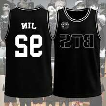 K-Pop JIN Basketball Jersey For Men And Women T-Shirt, Retro World Tour 2026 Merch Gifts, Bangtan Come Back Basketball Jersey Tee Gift, Elegant Party Women's Tee, Ideal For Travel, Home Wear, Parties & Casual Wear For Adults, Elegant & Fashionable Clothing | Playful Graphic Tee | Nontransparent Material - JIN-92 - 查看 1