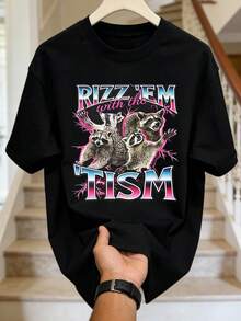 Men's Short-Sleeved, Round-Neck-Shirt, Summer Casual Style, With Emo Trap And Rock Aesthetics, And An Eboy Style. This Lightweight Men's-Shirt - Black - View 4