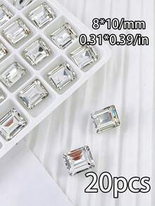 20 viên đá pha lê hình chữ nhật, kích thước 8*10mm, trong suốt, dùng để trang trí móng tay, làm đá đính móng, trang sức móng, phụ kiện làm móng. - Nhiều màu - Xem 6