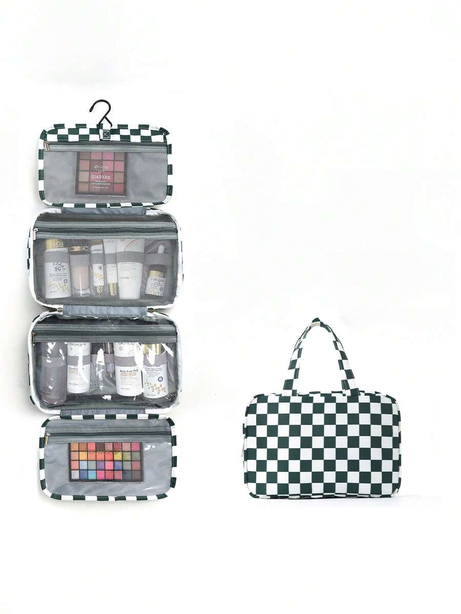 Large Hanging Cosmetic Bag, Women's Travel Toiletry Bag, Handheld Bag For Student Dorm & Study Supplies - Green - View 1